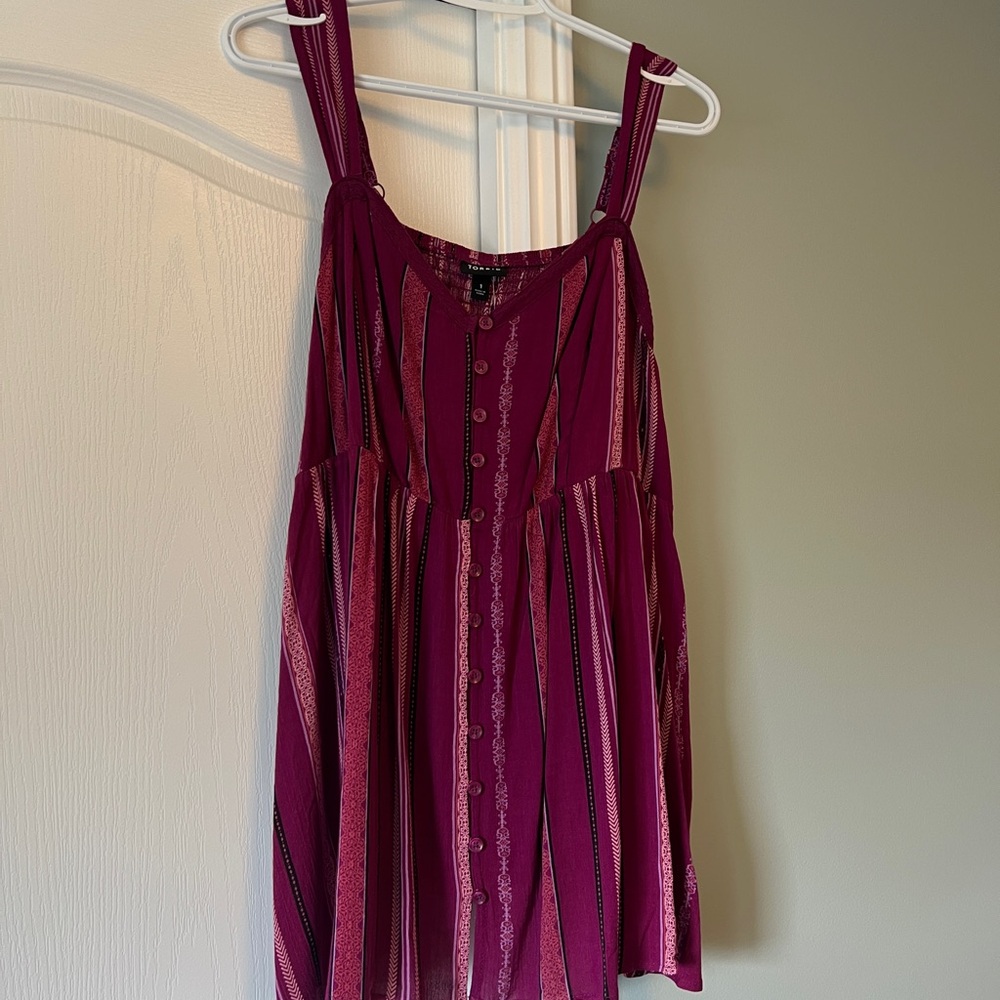 Torrid size 1 Burgundy and Pink Striped Top